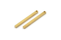 Tiny Necklace Bar, 12 Raw Brass Bars, Necklace, Earring Findings (3x3x40mm) D0243