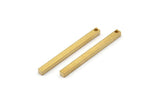 Tiny Necklace Bar, 12 Raw Brass Bars, Necklace, Earring Findings (3x3x40mm) D0243