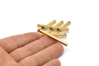 Tiny Necklace Bar, 12 Raw Brass Bars, Necklace, Earring Findings (3x3x40mm) D0243