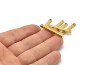 Tiny Bar Pendant, 12 Raw Brass Bars, Necklace, Earring Findings (3x3x30mm) D0240