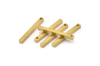 Tiny Bar Pendant, 12 Raw Brass Bars, Necklace, Earring Findings (3x3x30mm) D0240