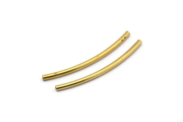 Raw Brass Tube, 50 Raw Brass Curved Tubes (1.5x30mm) D0280