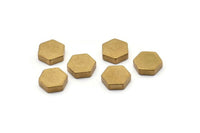 Brass Hexagon Charm, 12 Raw Brass Hexagon (10x3mm) D0372