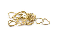 Heart Open Pendant,  24 Cutting Raw Brass Heart Connector  (13x14.3mm)    D0343
