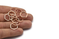 Hexagon Ring Charm, 12 Rose Gold Plated Hexagon Rings (14x1mm) BS 1222 Q0265