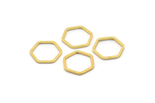 Hexagon Ring Charm, 12 Gold Plated Hexagon Rings (14x1mm) BS 1222 Q0265