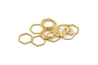 Hexagon Ring Charm, 12 Gold Plated Hexagon Rings (14x1mm) BS 1222 Q0265