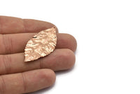 Wide Brass Leaf, 2 Rose Gold Plated Brass Leaf  Charms (46x20mm) N0190 Q0084