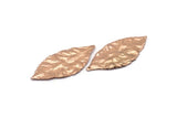 Wide Brass Leaf, 2 Rose Gold Plated Brass Leaf  Charms (46x20mm) N0190 Q0084