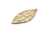 Wide Brass Leaf, 2 Gold Plated Brass Leaf  Charms (46x20mm) N0190 Q0084