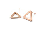 Gül Altın Üçgen Küpe, 6 Gül Altın Kaplama Pirinç Üçgen Küpe Direği, Kolye Uçları, Bulgular (11,5x13 mm) E352 Q0522