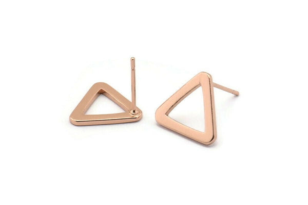 Gül Altın Üçgen Küpe, 6 Gül Altın Kaplama Pirinç Üçgen Küpe Direği, Kolye Uçları, Bulgular (11,5x13 mm) E352 Q0522