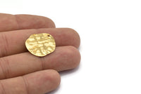 Brass Disc Charms, 12 Raw Brass Hammered Disc Charms With 1 Hole, Earrings, Pendants, Findings (21x20x0.60mm) D0677
