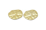 Gold Disc Charms, 4 Gold Plated Brass Hammered Disc Charms With 1 Hole, Earrings, Pendants, Findings (21x20x0.60mm) D0677