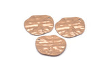 Rose Gold Disc Charms, 4 Rose Gold Plated Brass Hammered Disc Charms With 1 Hole, Earrings, Pendants, Findings (21x20x0.60mm) D0677