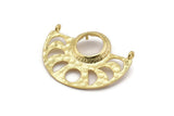 Moon Phases Pendant, 2 Gold Brass Semi Circle Pendants With 2 Loops and 1 Pad Setting, Earring Findings (36x27.5x3x0.7mm) BS 1921 Q0339