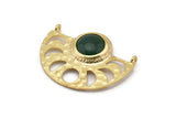 Moon Phases Pendant, 2 Gold Brass Semi Circle Pendants With 2 Loops and 1 Pad Setting, Earring Findings (36x27.5x3x0.7mm) BS 1921 Q0339