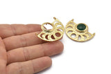 Moon Phases Pendant, 2 Gold Brass Semi Circle Pendants With 2 Loops and 1 Pad Setting, Earring Findings (36x27.5x3x0.7mm) BS 1921 Q0339
