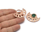 Moon Phases Pendant, 2 Rose Gold Brass Semi Circle Pendants With 2 Loops and 1 Pad Setting, Earring Findings (36x27.5x3x0.7mm) BS 1921 Q0339