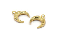Gold Moon Charm, 1 Gold Plated Textured Horn Charms, Pendant, Jewelry Finding (19x6x4.40mm) N0269 Q0205