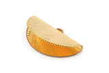 Half Moon Crimp, 2 Gold Plated Brass Ribbon Crimp End With 1 Loop, Findings (30x17.5mm) E144 Q0576