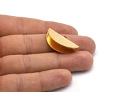 Half Moon Crimp, 2 Gold Plated Brass Ribbon Crimp End With 1 Loop, Findings (30x17.5mm) E144 Q0576