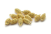 Gold Cone Charm, 2 Gold Plated Brass Pine Cone Charms With 1 Loop (16x7.5mm) U109 Q0388