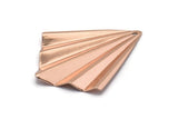 Rose Gold Fan Charm, 2 Rose Gold Plated Brass Fan Shaped Charm Earrings With 1 Hole, Findings (35x27x0.50mm) D0740 Q0758
