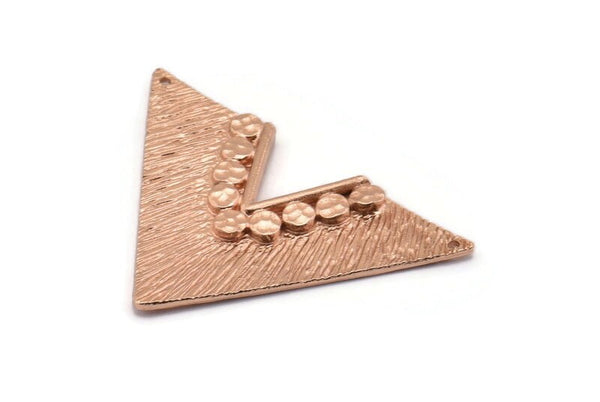 Rose Gold Triangle Pendant, 1 Rose Gold Plated Brass Geometric Chevron Pendants with 2 Holes (28x41x1mm) U087 Q336