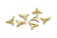 Gold Fish Tail Charm, 8 Gold Plated Brass Fish Tail Pendants, Jewelry Supplies, Findings (13x12mm) N0333
