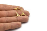 Gold Fish Tail Charm, 8 Gold Plated Brass Fish Tail Pendants, Jewelry Supplies, Findings (13x12mm) N0333