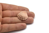 Rose Gold Shell Charm, 1 Rose Gold Plated Brass Sea Shell Charm with 1 Loop, Pendants, Charms, Findings (33x26.5mm) E288 Q0577