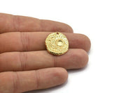 Gold Sun Charm, Gold Plated Brass Sun Charms With 1 Hole, Findings - Pad Size 5mm (24x20x1.5mm) N1196
