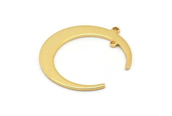 Altın Ay Tılsımı, 2 Döngülü, Bağlantı Parçalı 2 Altın Kaplamalı Pirinç Hilal Ay Tılsımı (31x28x1mm) D0695 Q0759