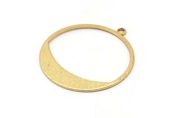 Gold Charm, 4 Gold Plated Brass Round Textured Charms With 1 Loop, Pendants, Earrings, Findings (31x0.80mm) D0643 Q0734