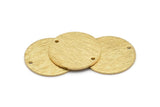 Gold Round Tag, 2 Gold Plated Brass Textured Round Stamping Blanks With 2 Holes, Connectors, Pendants, Findings (21x1mm) D0760