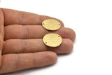 Gold Round Tag, 2 Gold Plated Brass Textured Round Stamping Blanks With 2 Holes, Connectors, Pendants, Findings (21x1mm) D0760