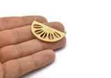 Retro Leaf Pendant, 2 Gold Lacquer Plated Brass Semi Circle Pendant With 2 Loops (38x22x1mm) BS 1946
