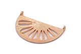 Retro Leaf Pendant, 2 Rose Gold Lacquer Plated Brass Semi Circle Pendant With 2 Loops (38x22x1mm) BS 1946