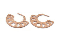 Moon Phases Earring, 2 Rose Gold Plated Brass Semi Circle Earrings, Earring Findings (38x30x1.2mm) BS 2069 Q0545