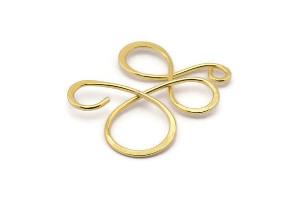 Gold Irregular Charm, 2 Gold Plated Brass Irregular Charms Without Hole, Findings (36x29mm) D1635