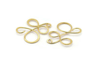 Gold Irregular Charm, 2 Gold Plated Brass Irregular Charms Without Hole, Findings (36x29mm) D1635