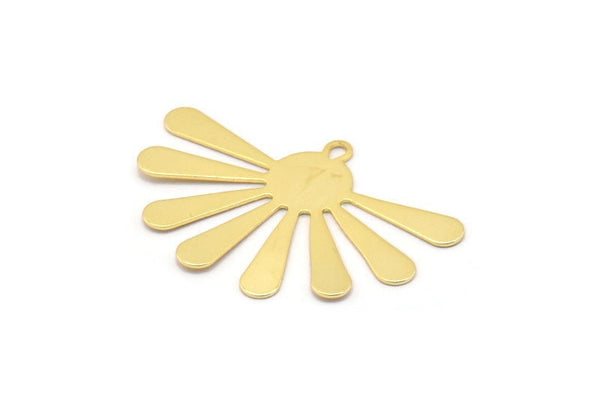 Gold Sun Charm, 4 Gold Plated Brass Sun Charms With 1 Loop, Findings, Earrings (36x24x0.50mm) D1261 Q0912