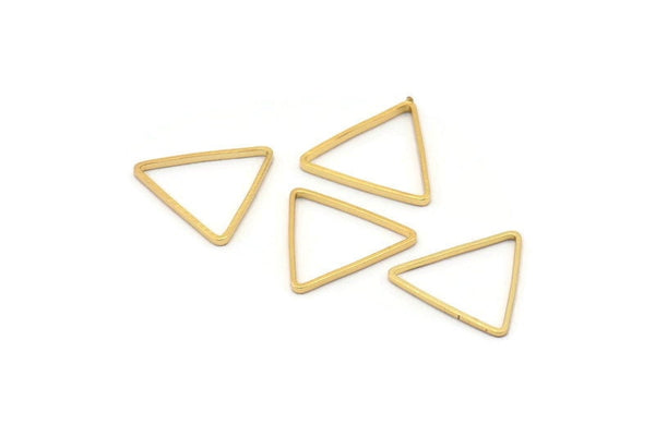Gold Triangle Charm, 24 Gold Plated Brass Open Triangle Ring Charms (14x0.6x0.9mm) D0067 Q0617