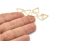 Gold Triangle Charm, 24 Gold Plated Brass Open Triangle Ring Charms (14x0.6x0.9mm) D0067 Q0617