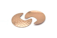 Rose Gold Moon Charm, 2 Rose Gold Plated Brass Textured Moon Shaped Connectors With 2 Holes, Pendants, Findings (33x30x0.60mm) D0767