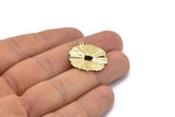 Gold Sun Charm, 4 Gold Plated Brass Sun Charms With 1 Loop, Findings, Earrings (25x23mm) D1235 Q0859
