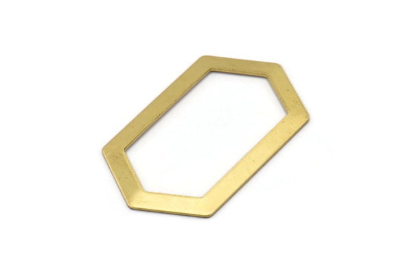 6 Raw Brass Hexagons (54x32x1mm) D0508