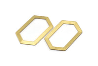 6 Raw Brass Hexagons (54x32x1mm) D0508
