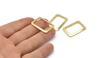 Gold Rectangle Charm, 2 Gold Plated Brass Rectangle Charms With 1 Hole Earrings, Findings (30x21x1mm) D1157 Q0864